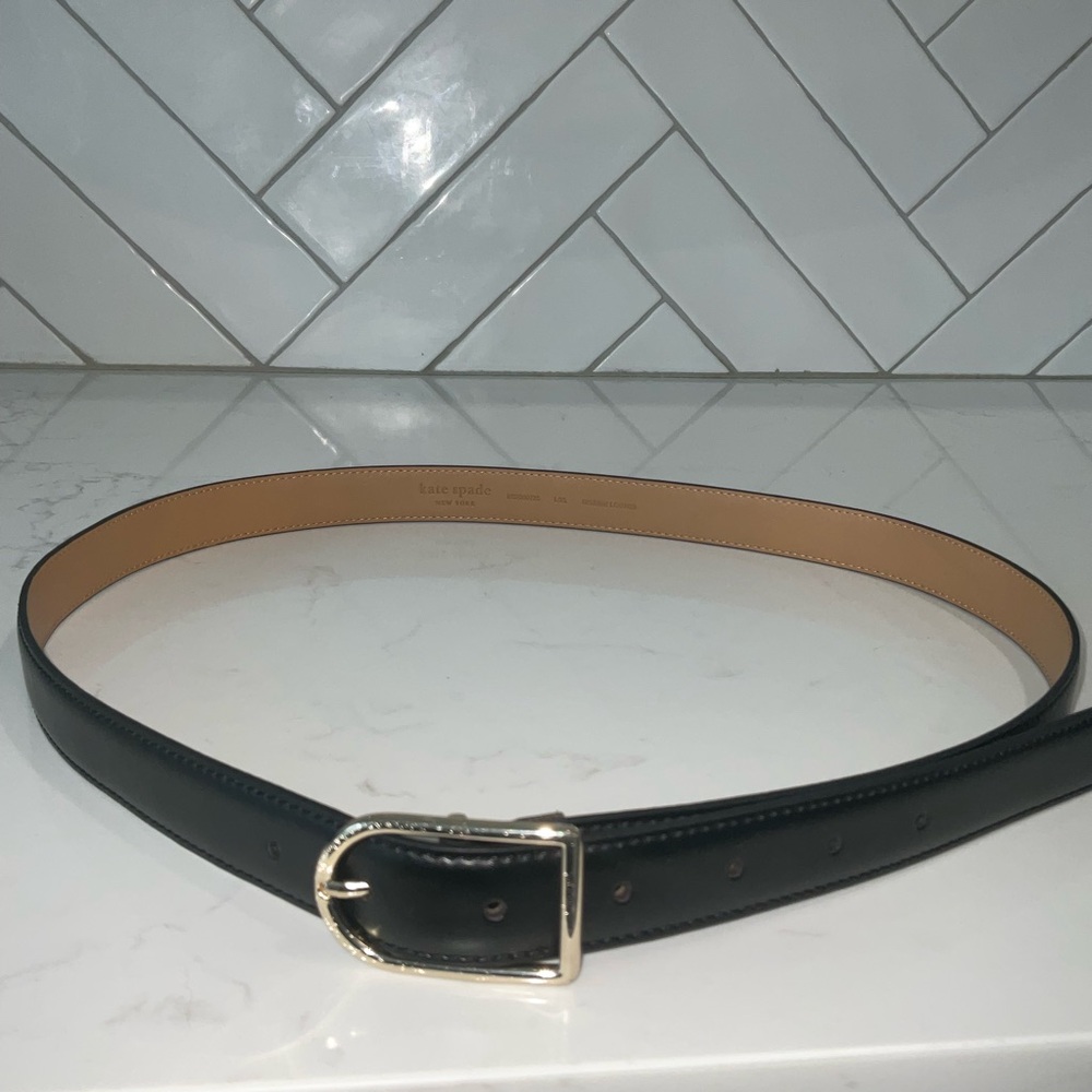 Kate Spade Black Belt with Gold Buckle - Picture 2 of 5